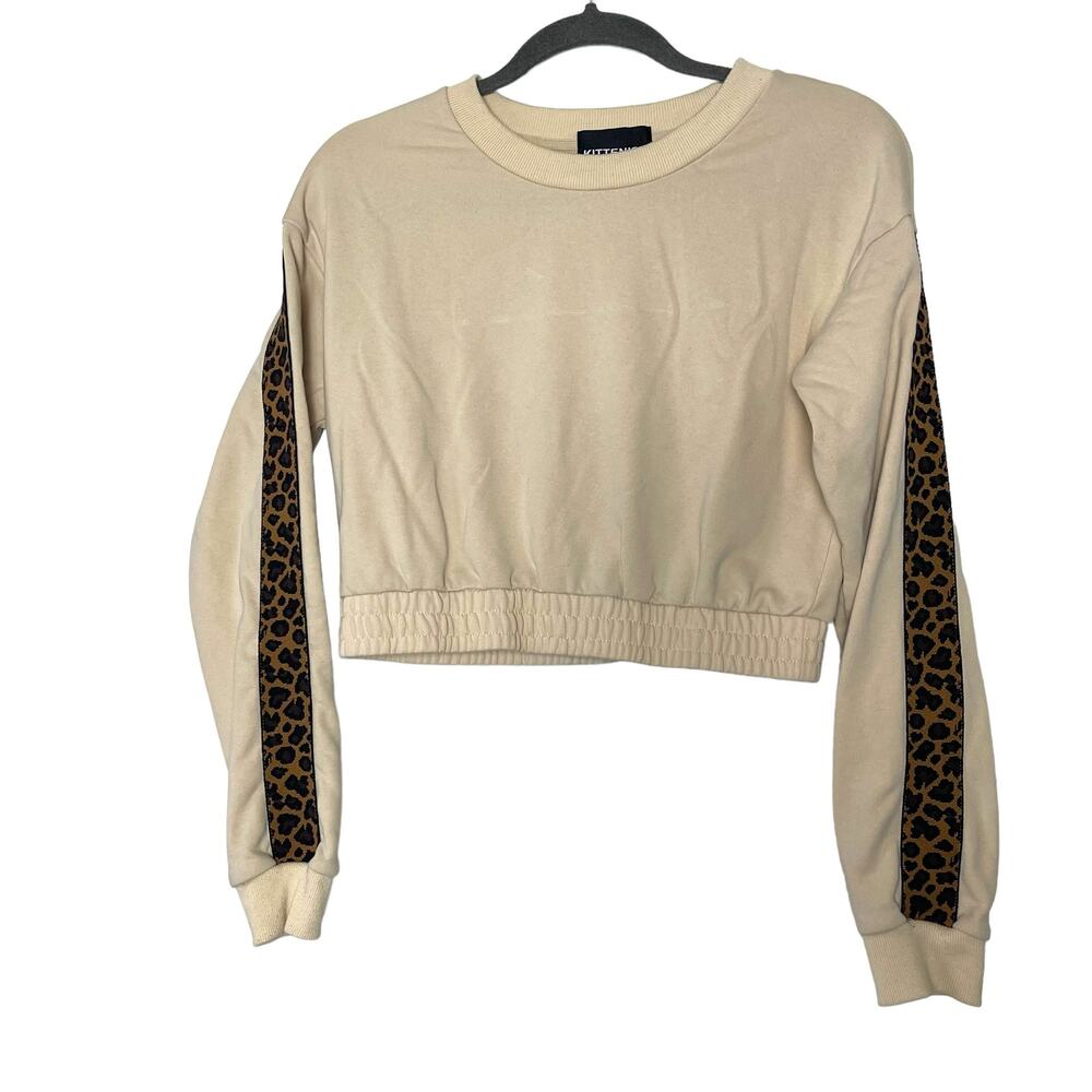 Kittenish Paige Tan Leopard Print Sweater Pullover Size Medium
